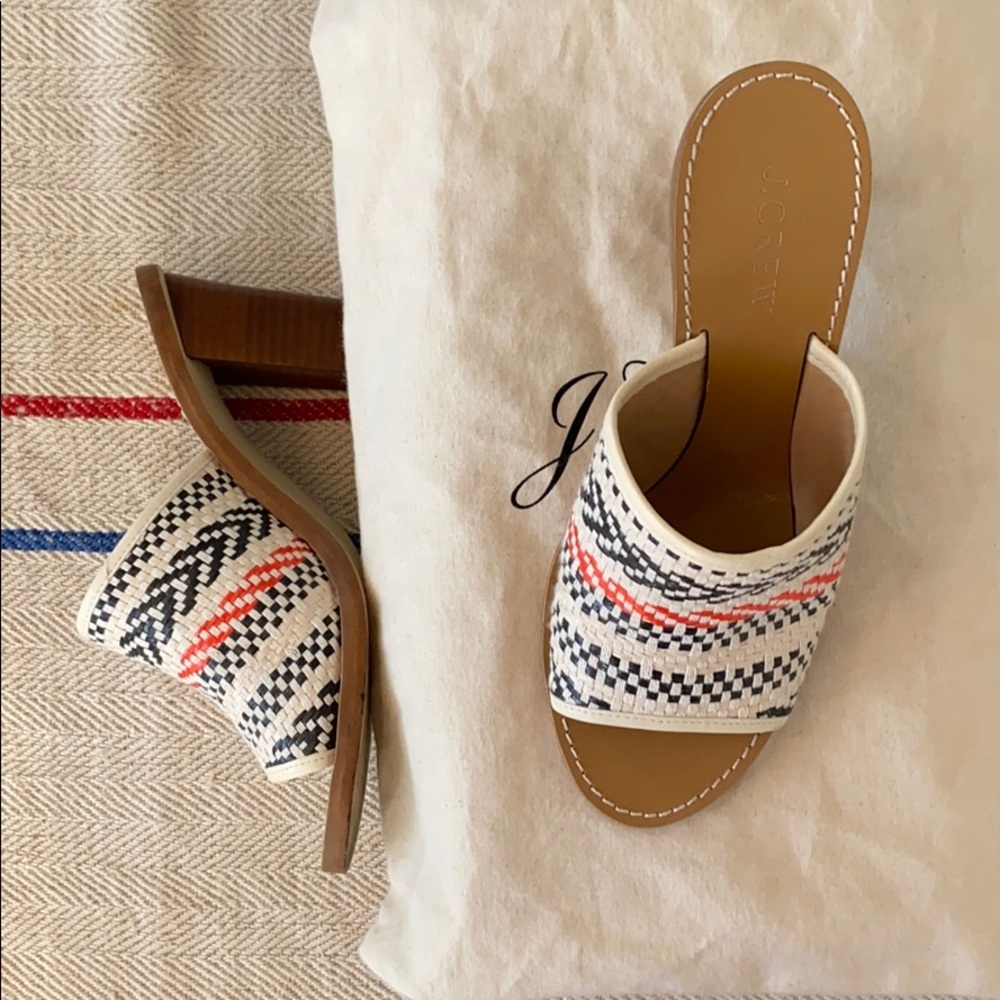 J. Crew stacked heel peep toe mule heel, size 6.5!